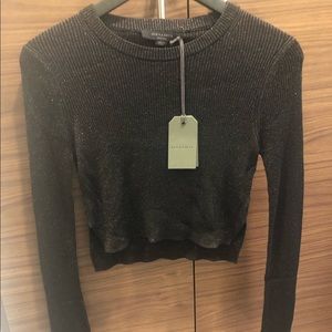 All Saints Ribbed Cropped Sparkly Sweater Size M